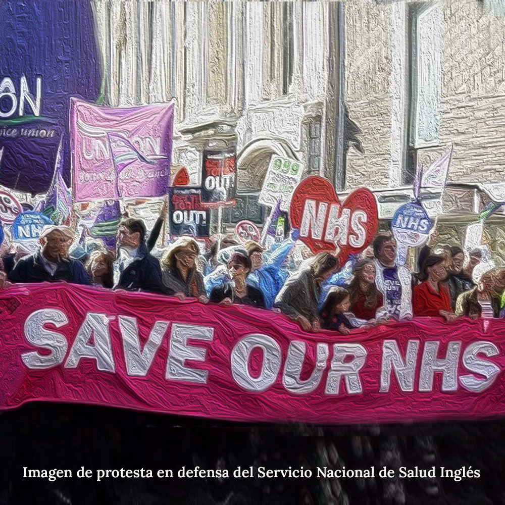 Imagen de protesta en defensa del Servicio Nacional de Salud Inglés